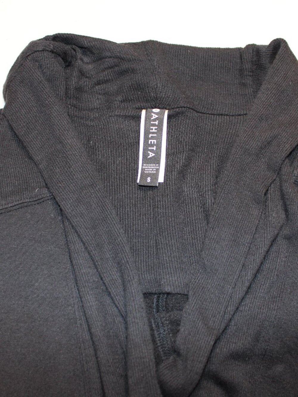 Athleta Women's Black Open Front Longline Draped Cardigan with Pockets - Picture 9 of 14